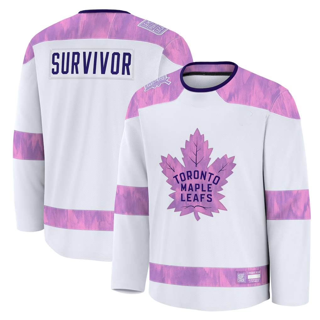 Fenge T.Maple Leafs White Hockey Fights Cancer Survivor Practice Jerseys