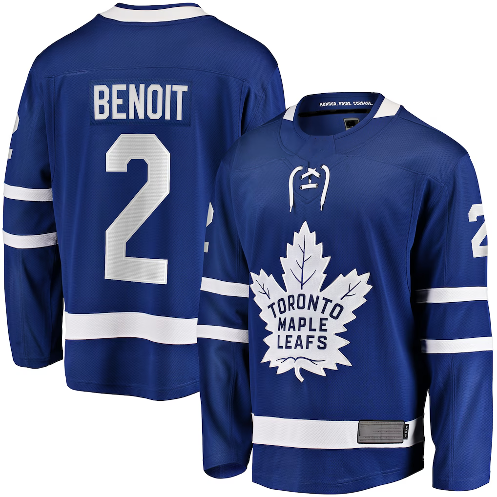 Fenge T.Maple Leafs #2 Simon Benoit Blue Home Premier Breakaway Player Jerseys