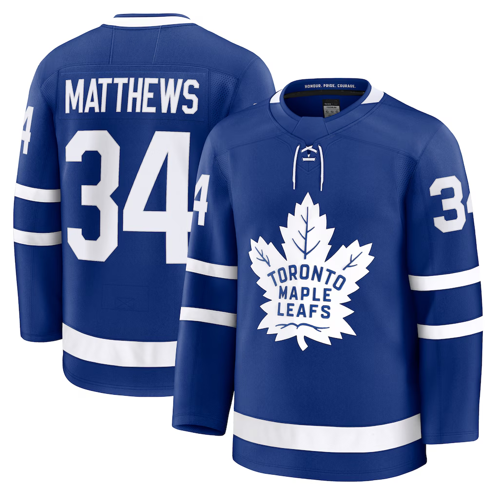Fenge T.Maple Leafs #34 Auston Matthews Blue Home Premium Jerseys