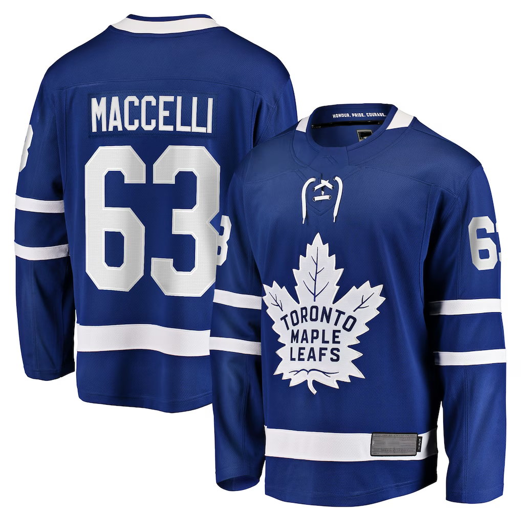 Fenge T.Maple Leafs #63 Matias Maccelli Blue Home Breakaway Jerseys
