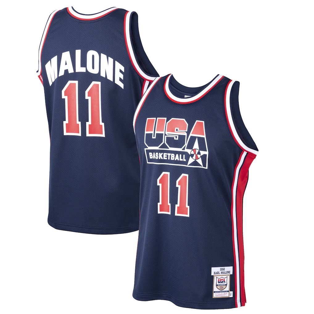 Fenge U.Jazz #11 Karl Malone Mitchell & Ness Navy 1992 Dream Team Authentic Jerseys