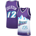 Fenge U.Jazz #12 John Stockton Mitchell & Ness Purple Hardwood Classics Swingman Jerseys