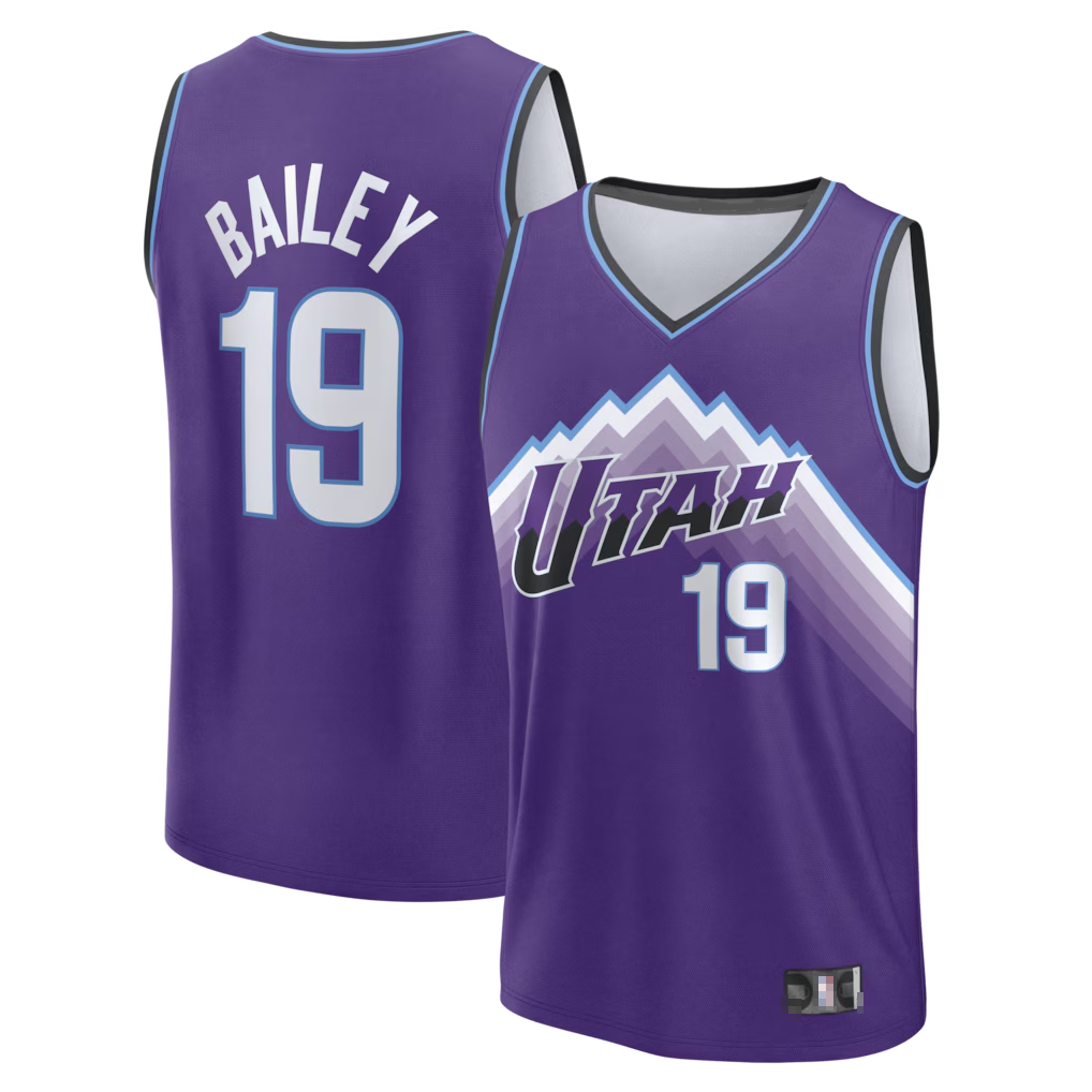 Fenge U.Jazz #19 Ace Bailey Fanatics Purple Fast Break Replica Jerseys - Icon Edition