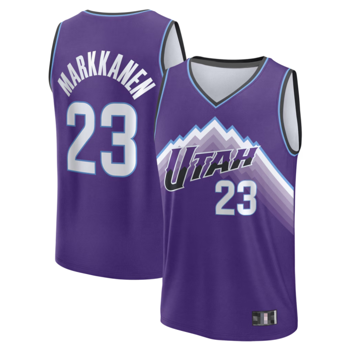 Fenge U.Jazz #23 Lauri Markkanen Fanatics Purple Fast Break Replica Jerseys - Icon Edition