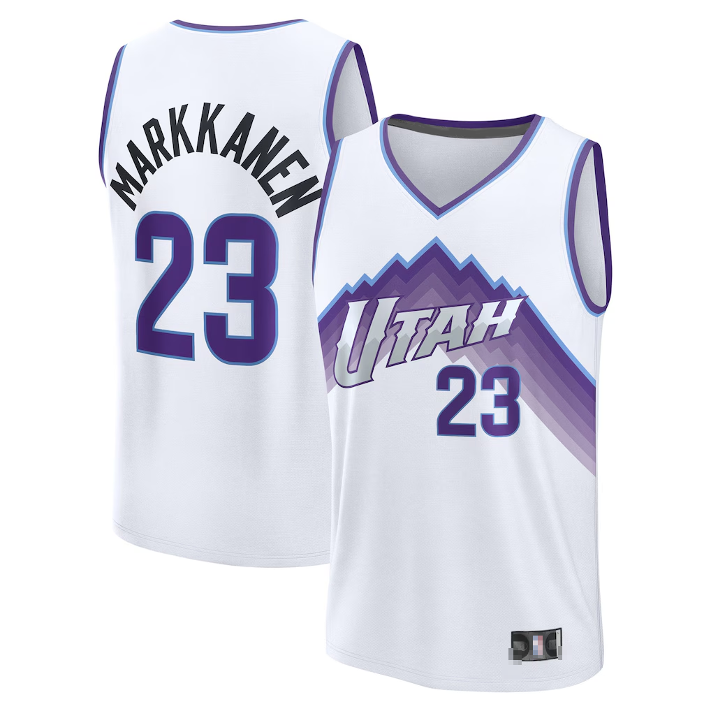Fenge U.Jazz #23 Lauri Markkanen Fanatics White Fast Break Replica Player Jerseys - Association Edition