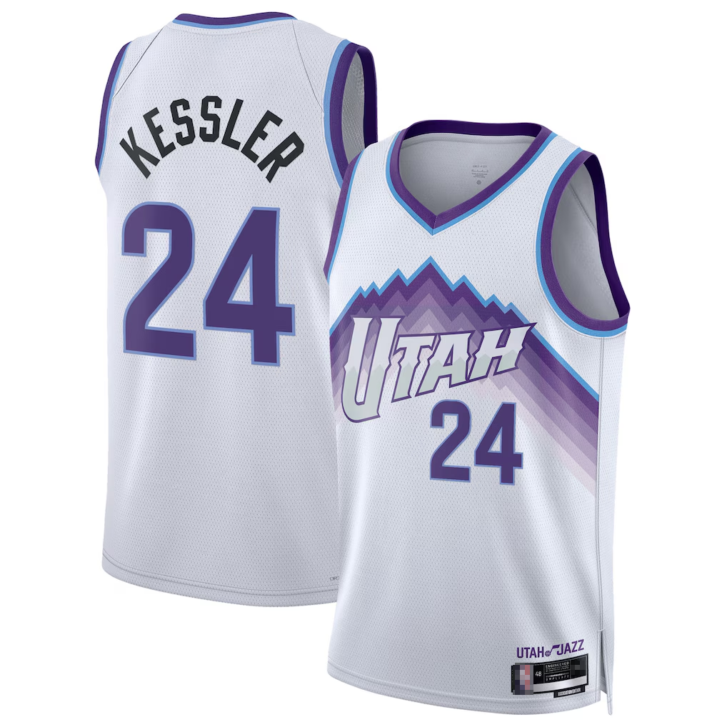 Fenge U.Jazz #24 Walker Kessler White Swingman Jerseys - Association Editio