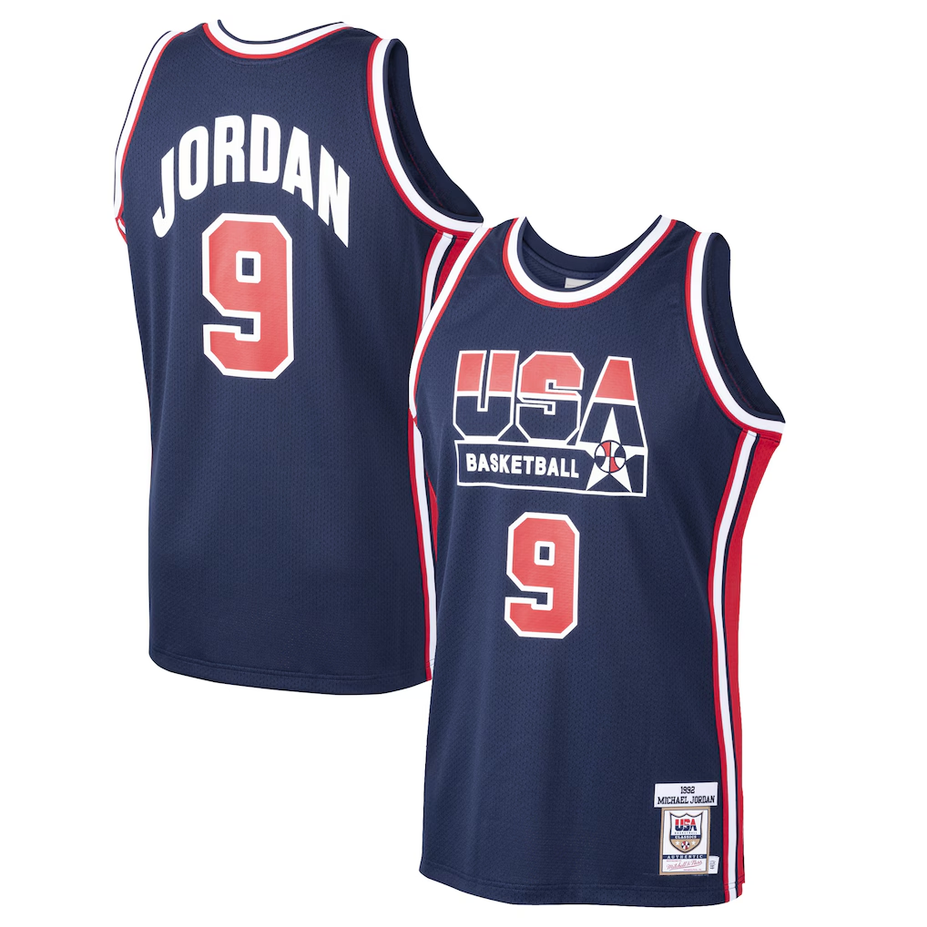 Fenge USA Basketball #9 Michael Jordan Mitchell & Ness Navy Home 1992 Dream Team Authentic Jerseys