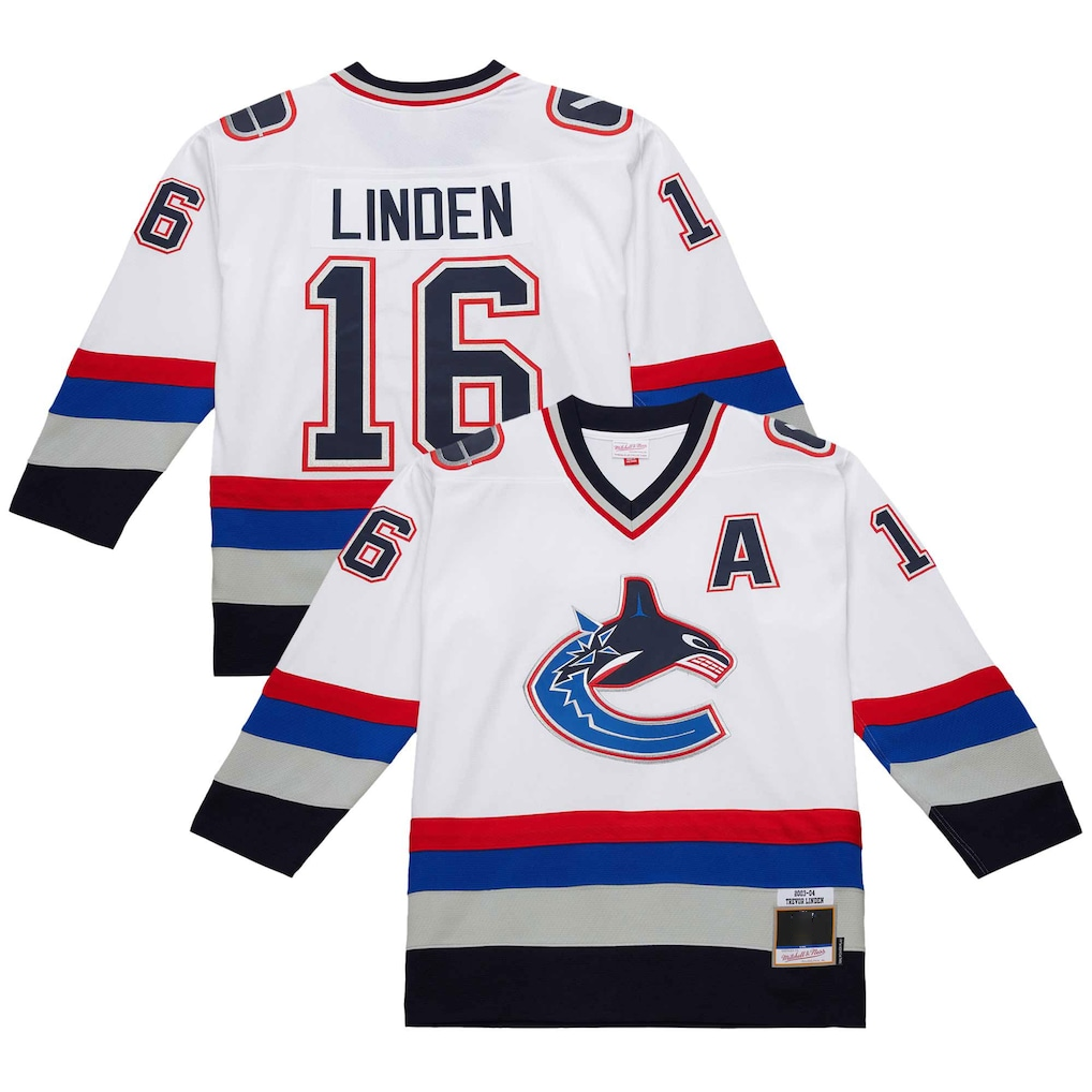 Fenge V.Canucks #16 Trevor Linden White 2003-04 Power Play Jerseys