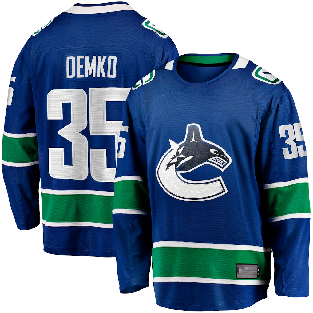 Fenge V.Canucks #35 Thatcher Demko Blue Home Breakaway Jerseys