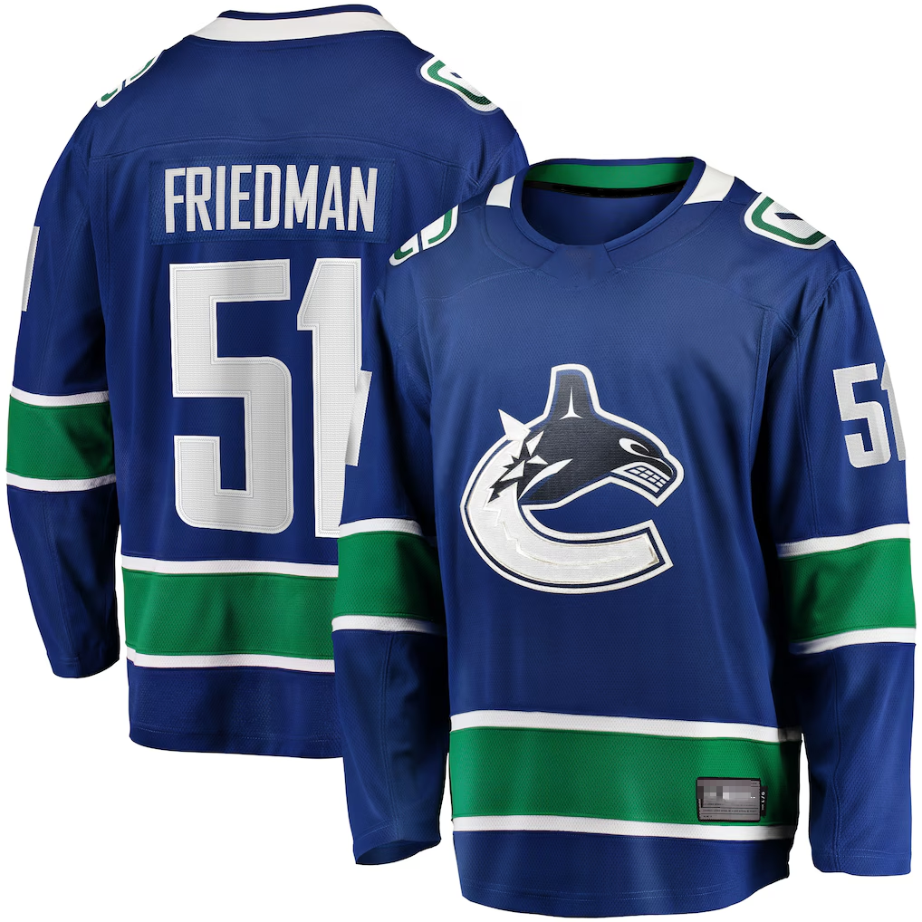 Fenge V.Canucks #51 Mark Friedman Blue Home Premier Breakaway Player Jerseys