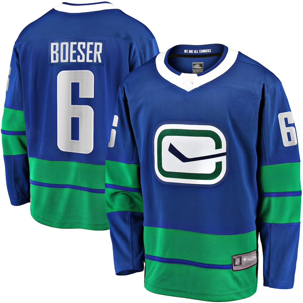 Fenge V.Canucks #6 Brock Boeser Blue Breakaway Jerseys