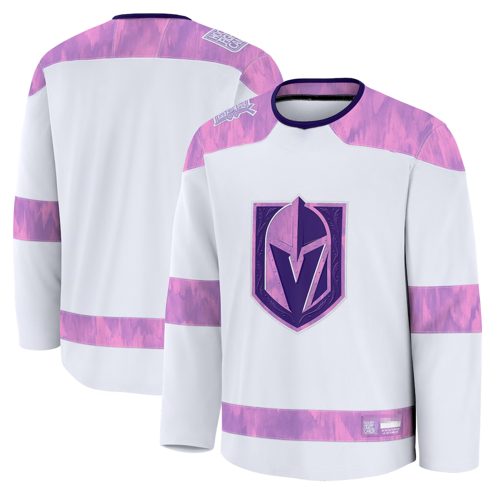 Fenge V.Golden Knights White 2024 Hockey Fights Cancer Practice Jerseys