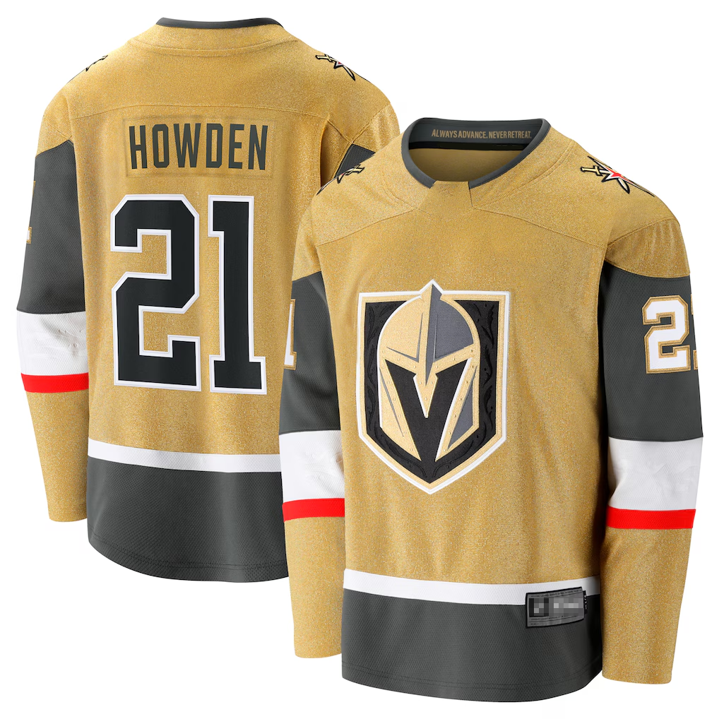 Fenge V.Golden Knights #21 Brett Howden Gold Home Premier Breakaway Player Jerseys