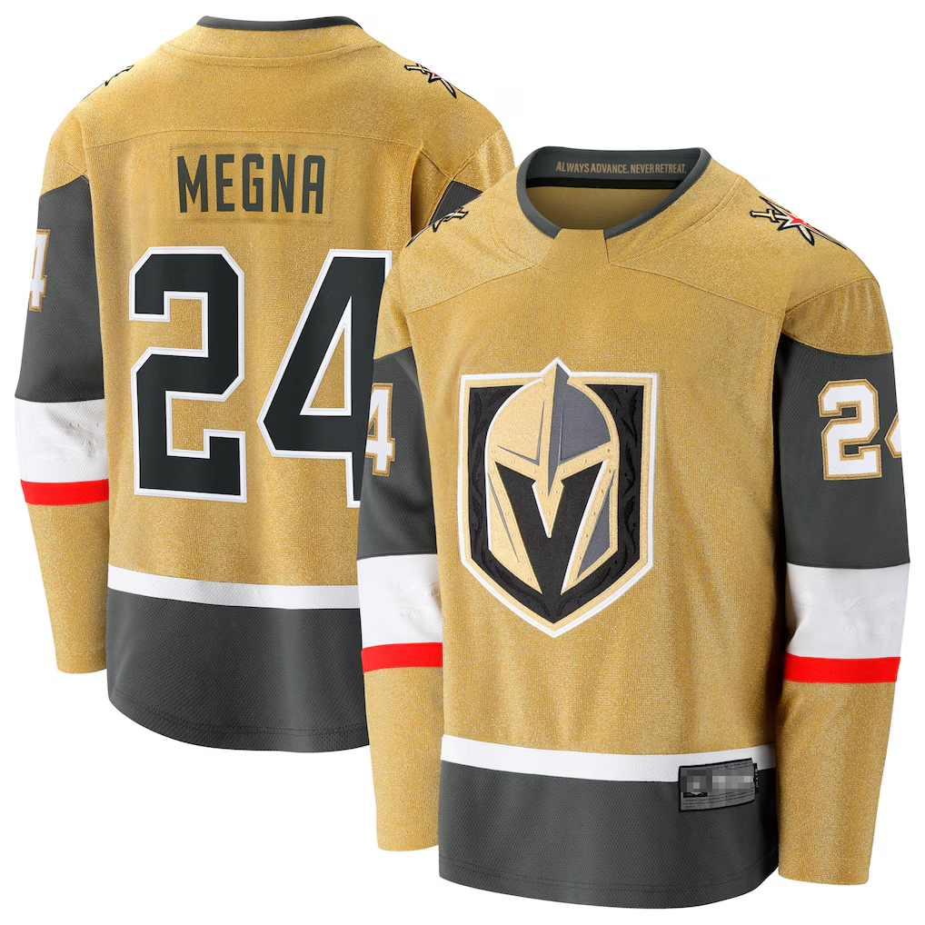 Fenge V.Golden Knights #24 Jaycob Megna Gold Home Breakaway Jerseys