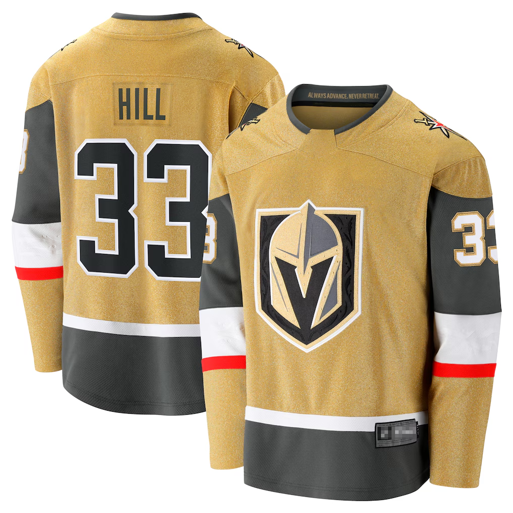 Fenge V.Golden Knights #33 Adin Hill Gold Home Breakaway Jerseys