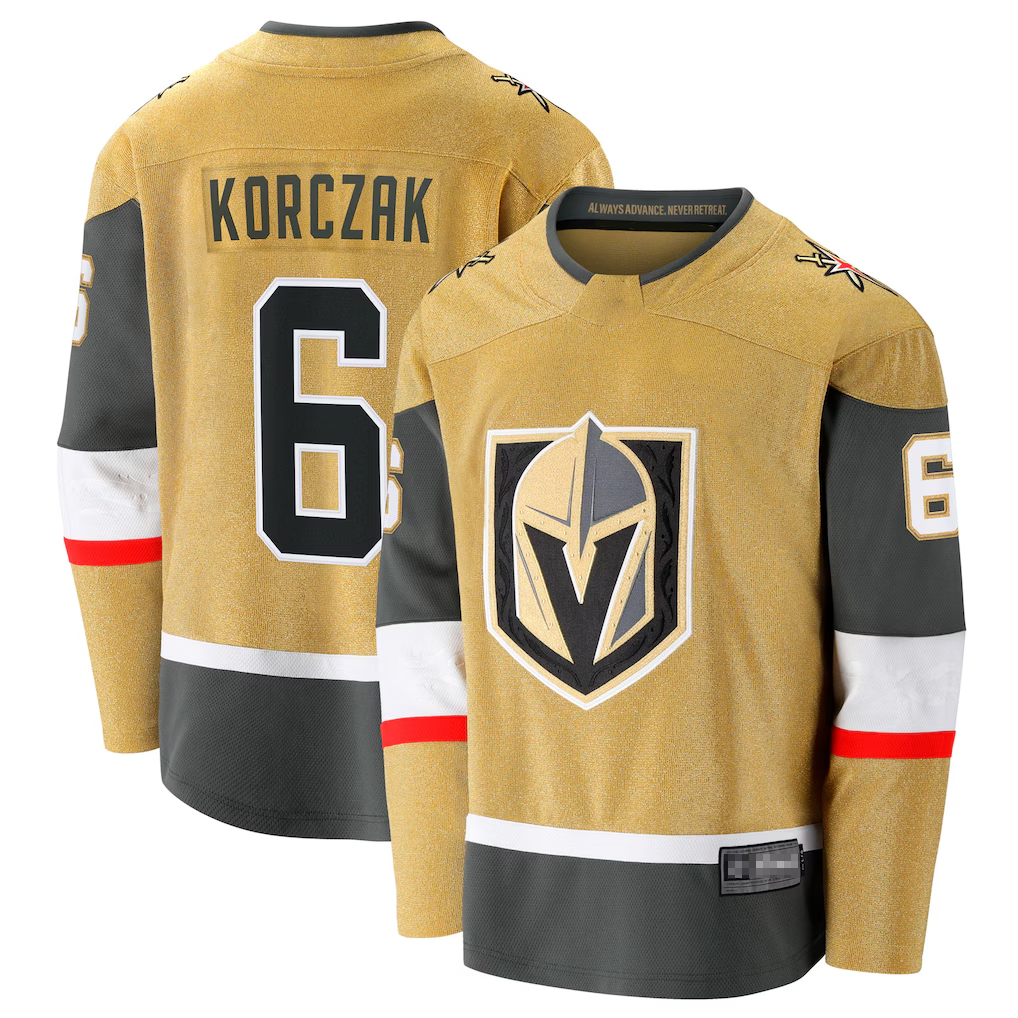 Fenge V.Golden Knights #6 Kaedan Korczak Gold Home Breakaway Jerseys