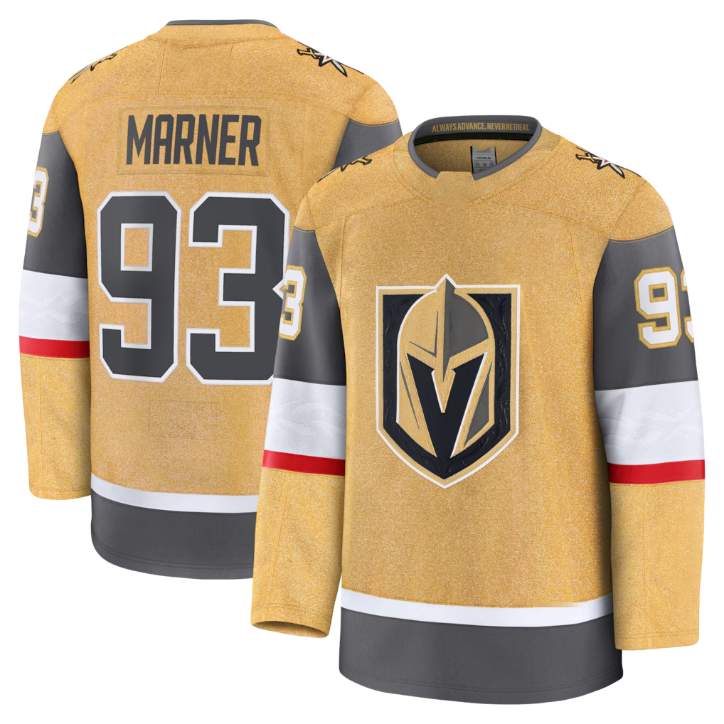 Fenge V.Golden Knights #93 Mitch Marner Gold Home Premium Jerseys