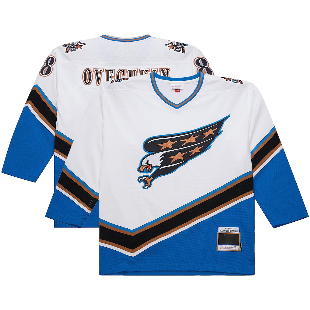 Fenge W.Capitals Alexander Ovechkin Mitchell & Ness White Big & Tall 2005-06 Power Play Jerseys