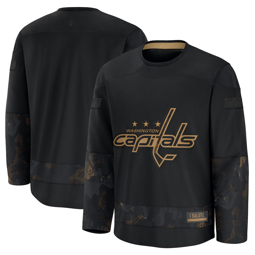 Fenge W.Capitals Black 2024 Military Appreciation Practice Jerseys