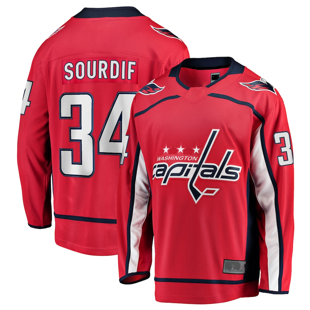 Fenge W.Capitals #34 Justin Sourdif Red Home Breakaway Jerseys