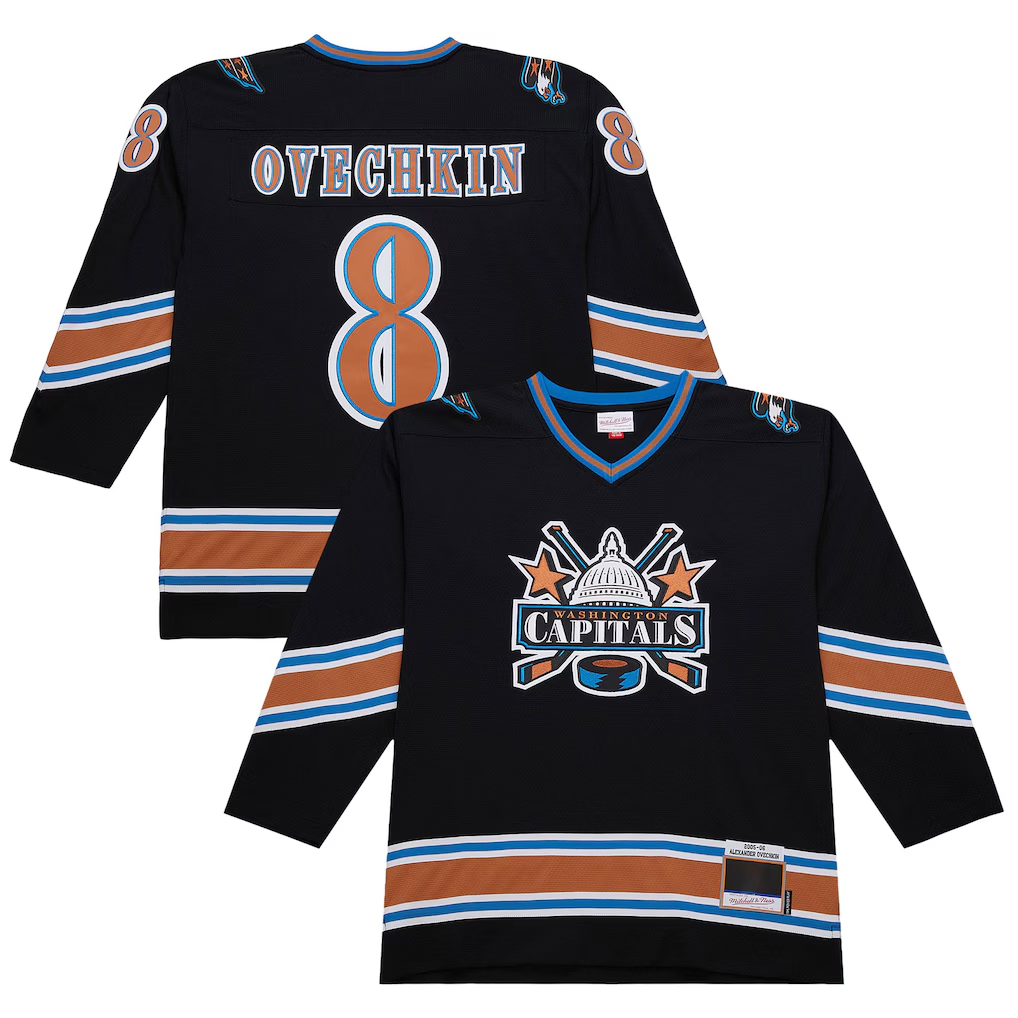 Fenge W.Capitals #8 Alexander Ovechkin Mitchell & Ness Black 2005-06 Power Play Jerseys