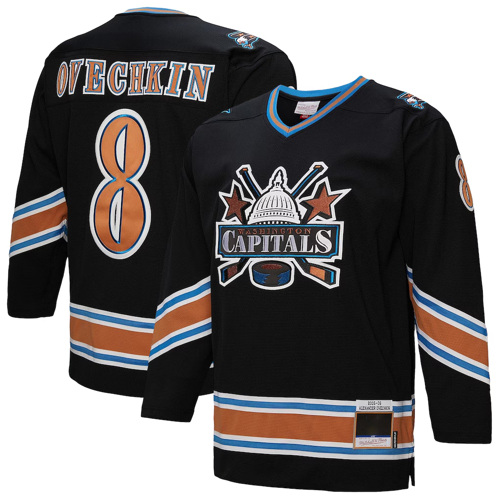 Fenge W.Capitals #8 Alexander Ovechkin Mitchell & Ness Black 2005-06 Power Play Jerseys