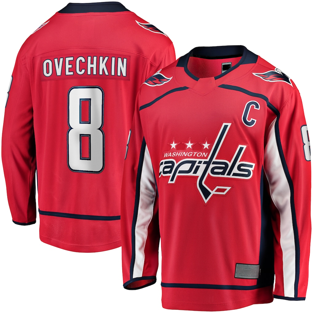 Fenge W.Capitals #8 Alexander Ovechkin Red Captain Patch Home Breakaway Jerseys