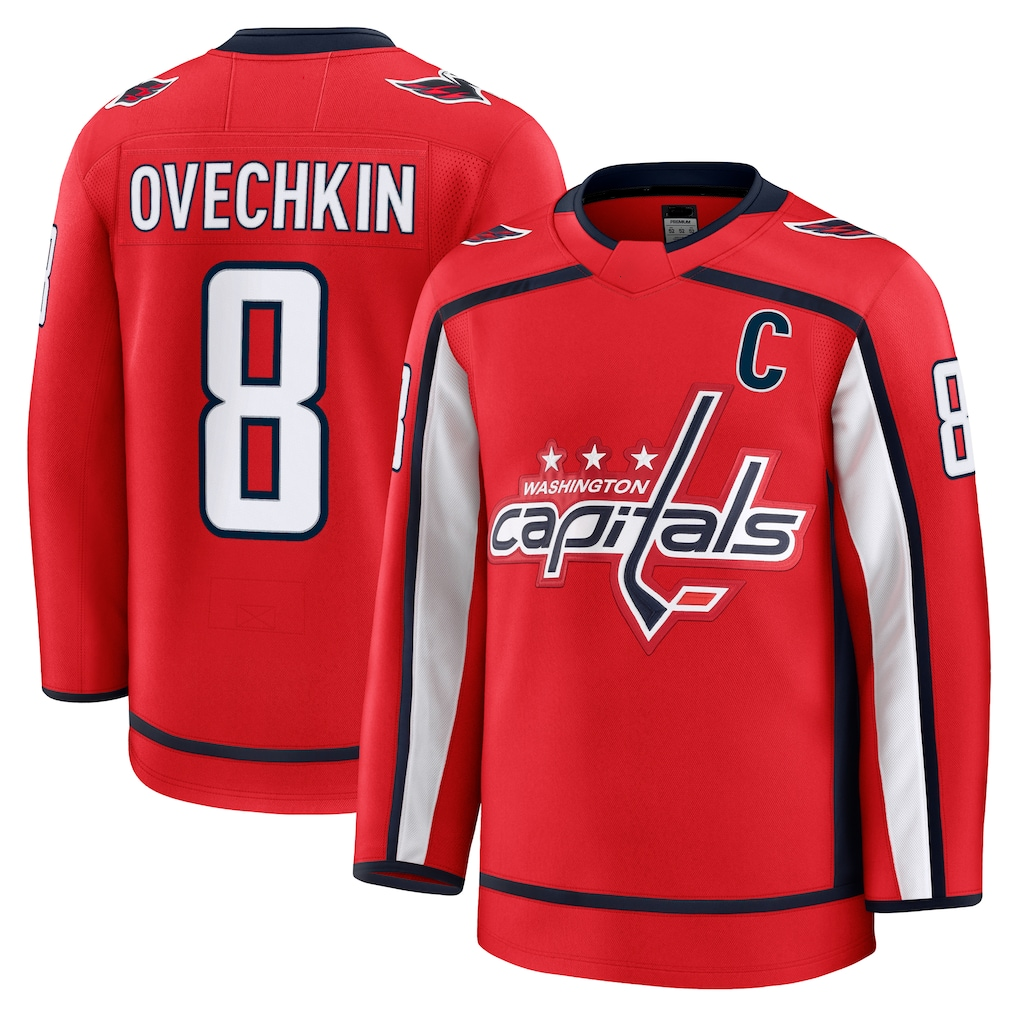 Fenge W.Capitals #8 Alexander Ovechkin Red Home Premium Jerseys