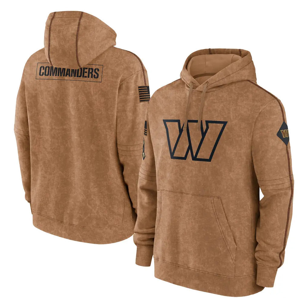 Fenge W.Commanders Brown Limited Salute to Service Pullover Hoodies Game Blank Player Stitched Jerseys