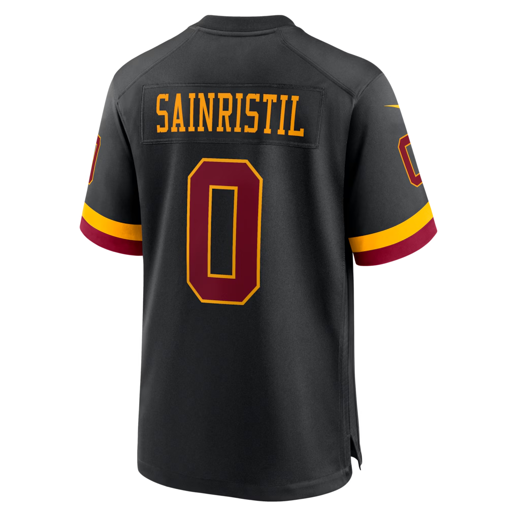 Fenge W.Commanders #0 Mike Sainristil Black Hail Raiser Alternate Game Stitched Jersey