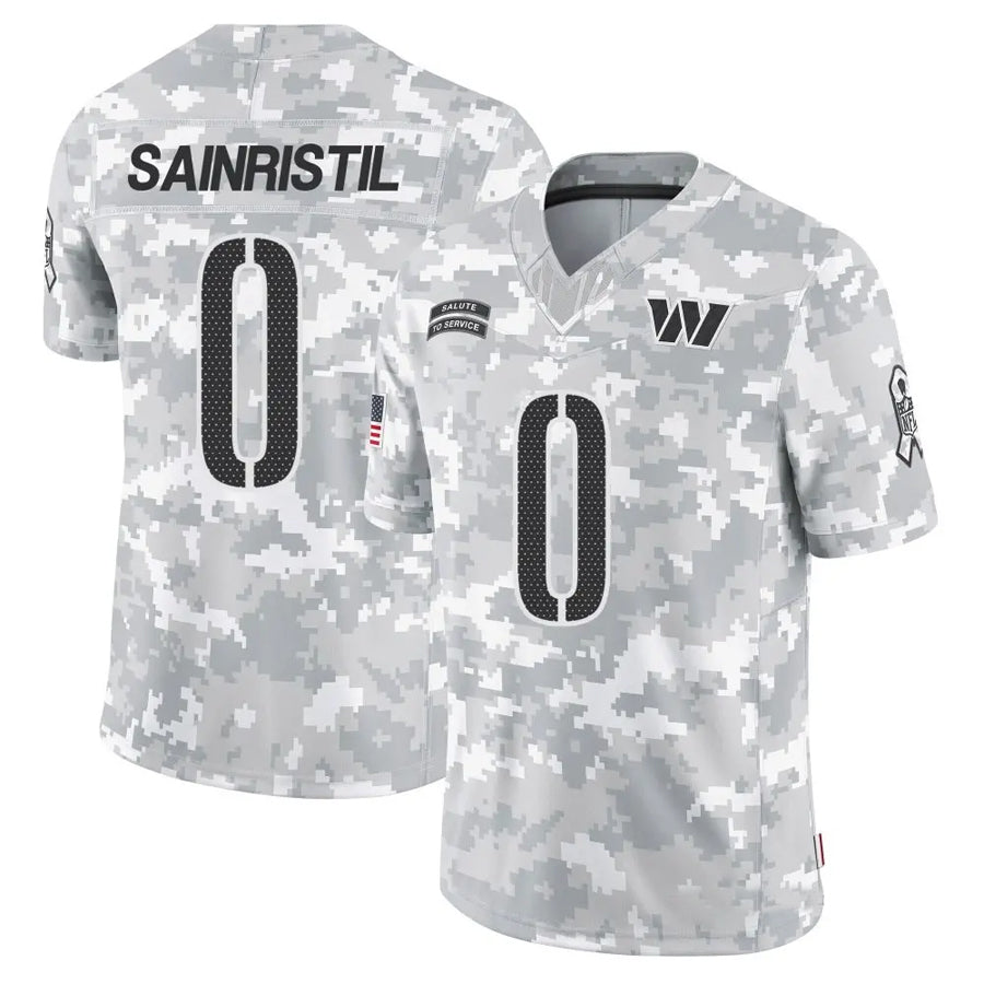 Fenge W.Commanders #0 Mike Sainristil Player Arctic Camo Salute to Service Limited Stitched Jerseys
