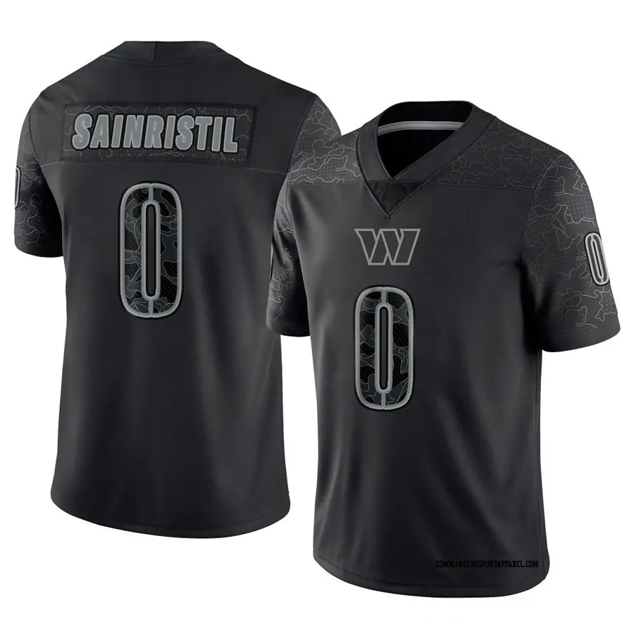 Fenge W.Commanders #0 Mike Sainristil Player Black RFLCTV Limited Stitched Jerseys