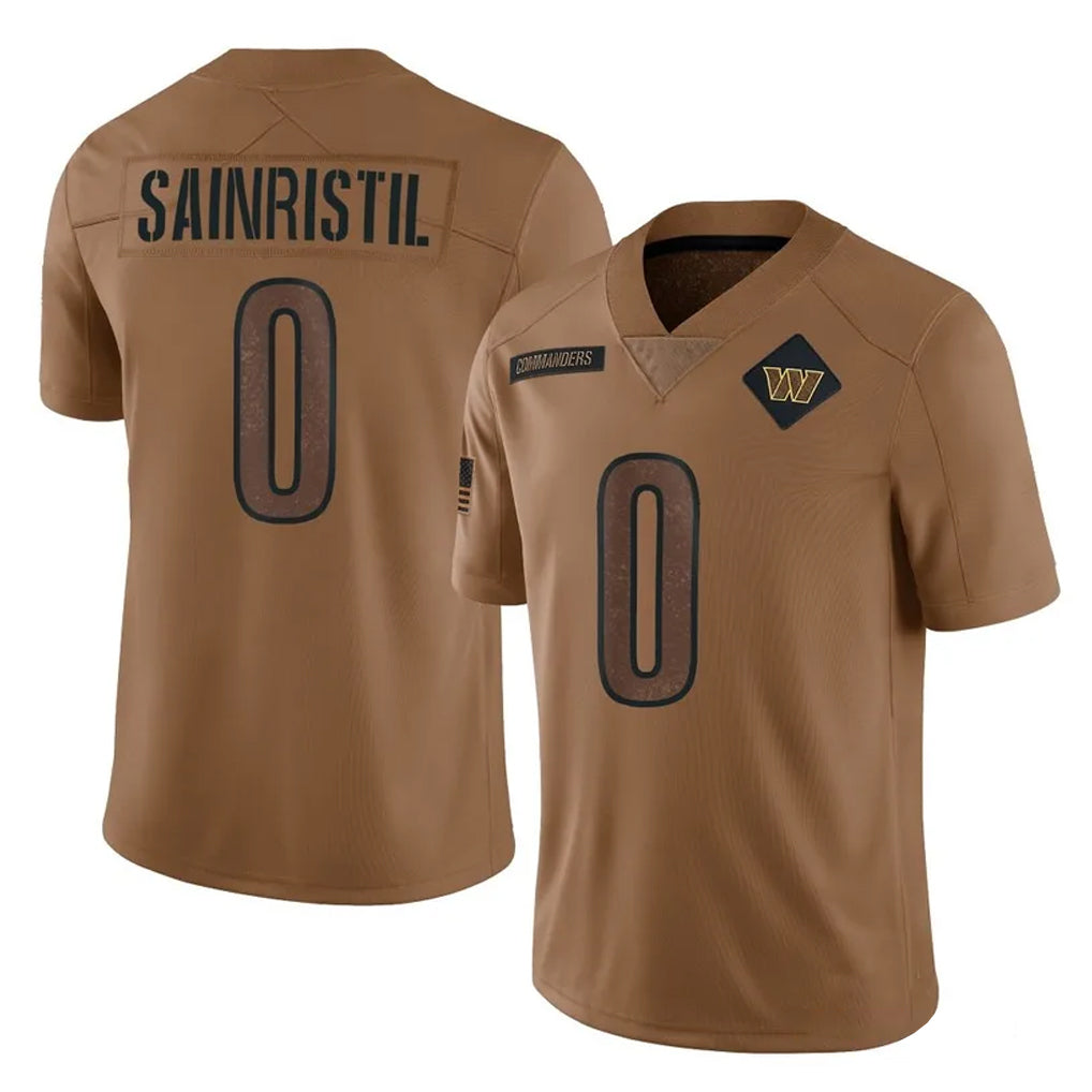 Fenge W.Commanders #0 Mike Sainristil Player Brown Limited Salute To Service Home Game Stitched Jerseys