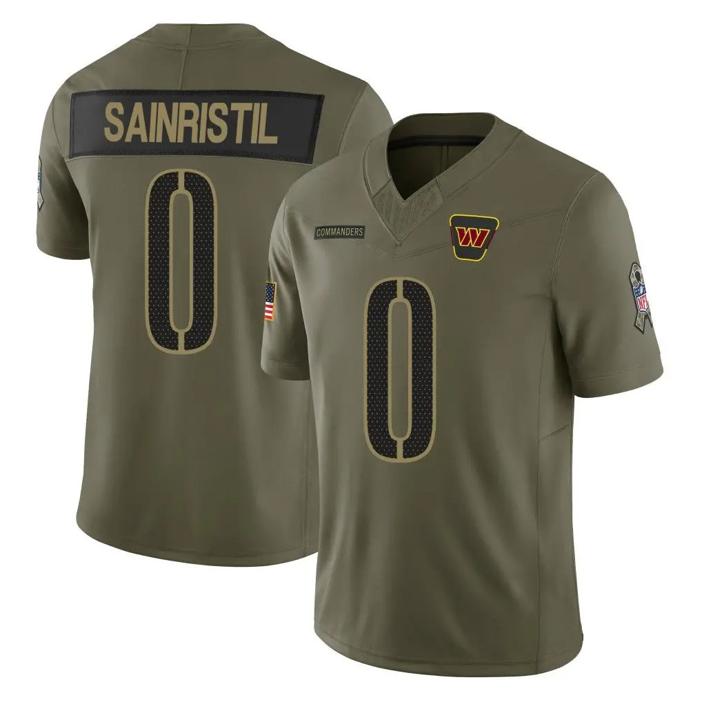 Fenge W.Commanders #0 Mike Sainristil Player Olive Salute To Service Limited Stitched Jerseys