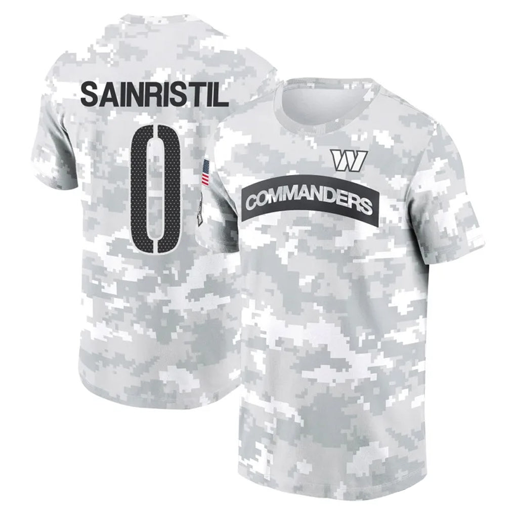Fenge W.Commanders #0 Mike Sainristil Player Salute to Service Hoodies T-Shirts Stitched Jerseys