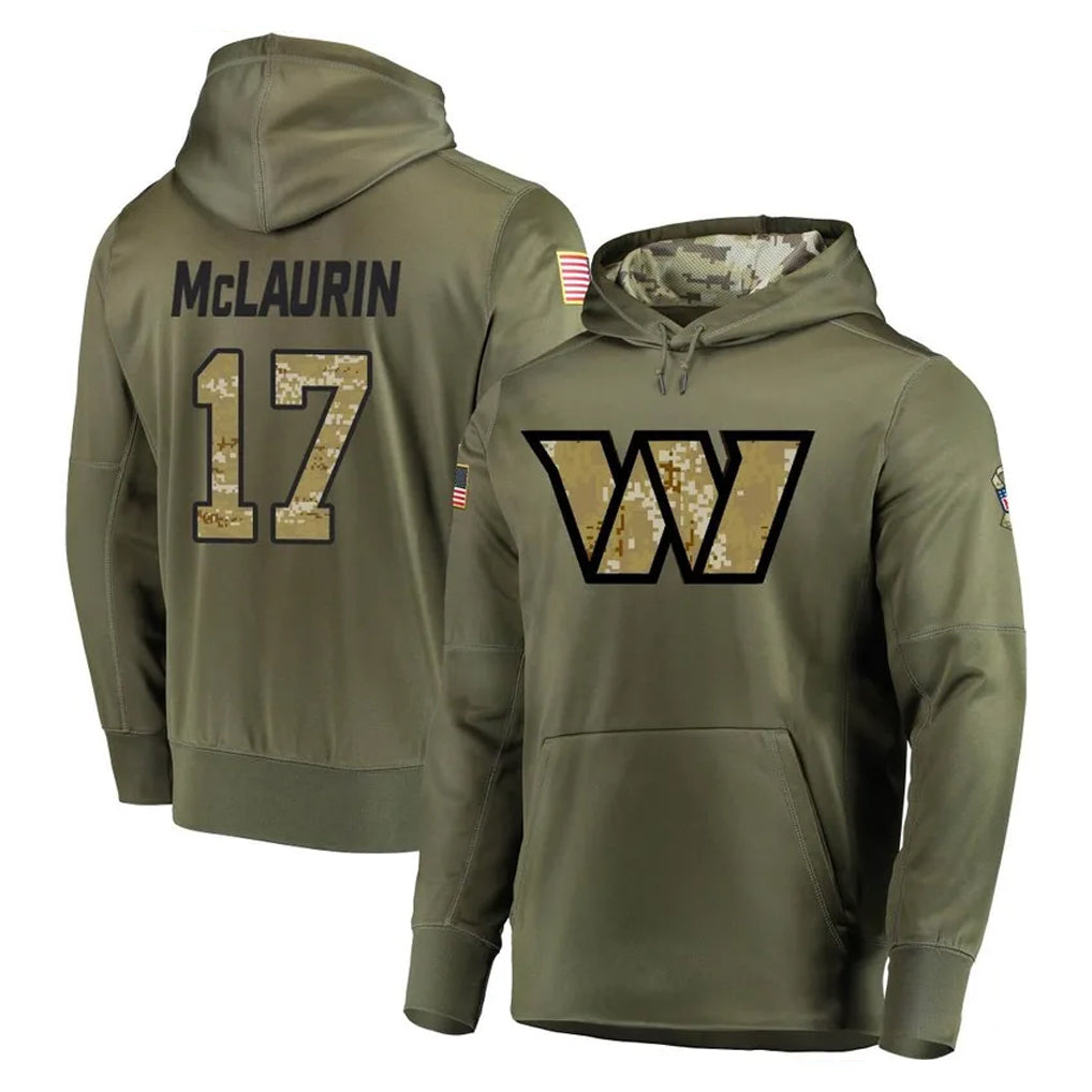 Fenge W.Commanders #17 Terry Mclaurin Player Olive Salute to Service Pullover Hoodie Limited Home Game Stitched Jerseys