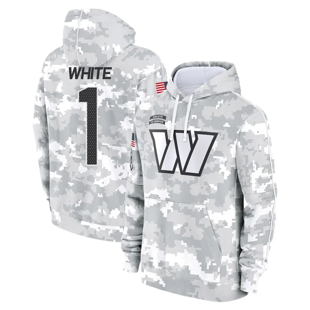 Fenge W.Commanders #1 Rachaad White Player Arctic Camo Limited Salute to Service Pullover Hoodies Game Stitched Jerseys