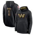 Fenge W.Commanders #1 Rachaad White Player Black Salute to Service Performance Pullover Hoodies Home Game Stitched Jerseys