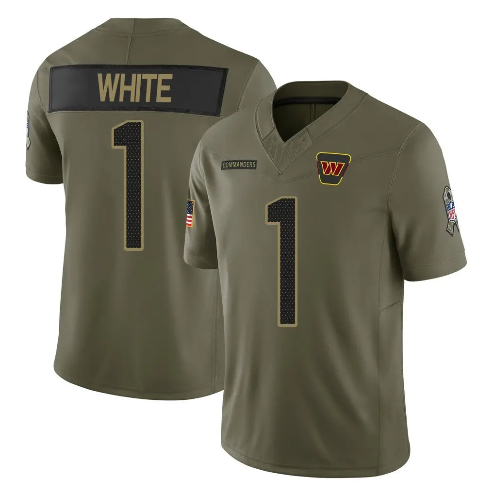 Fenge W.Commanders #1 Rachaad White Player Olive 2025 Salute To Service Limited Home Game Stitched Jerseys