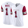 Fenge W.Commanders #1 Rachaad White Player White Vapor F.U.S.E. Limited Home Game Stitched Jerseys