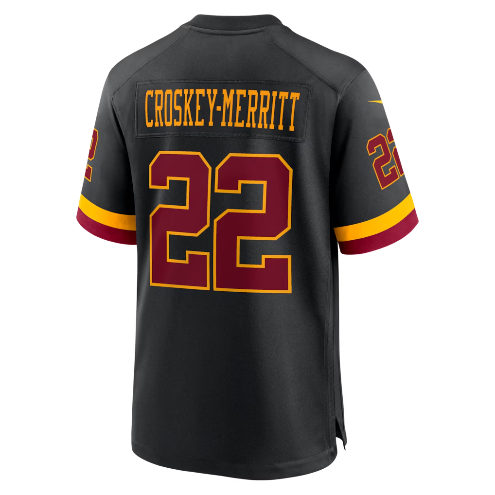 Fenge W.Commanders #22 Jacory Croskey-Merritt Black Hail Raiser Alternate Game Stitched Jerseys