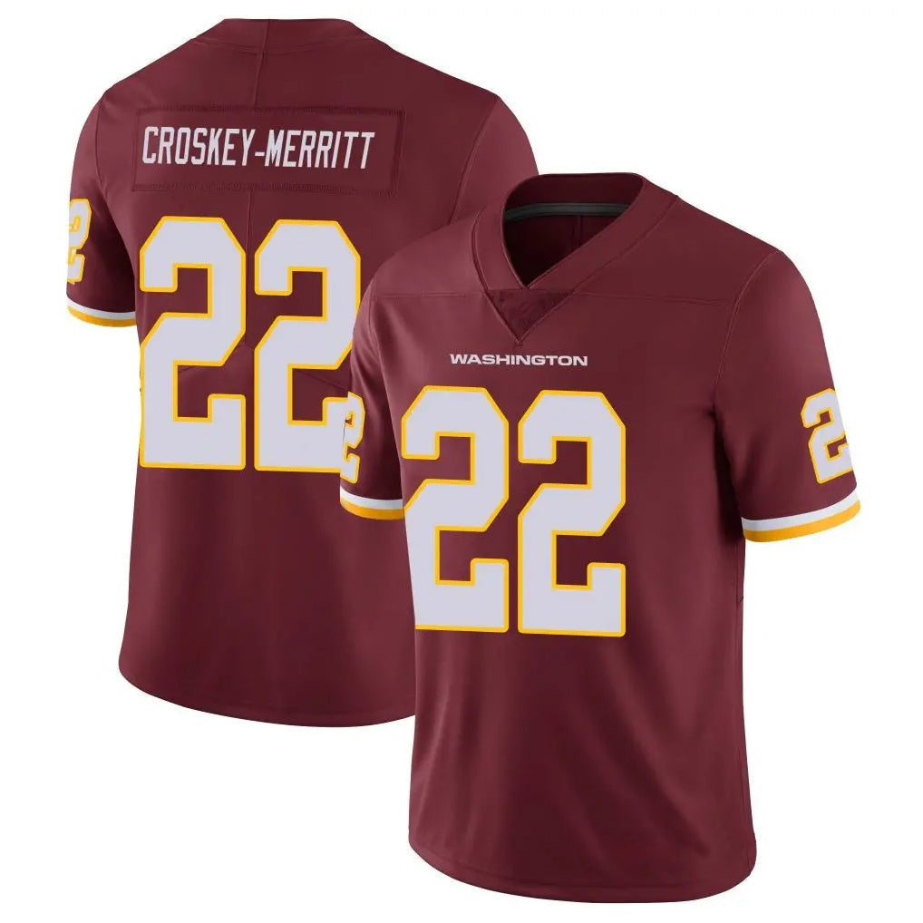 Fenge W.Commanders #22 Jacory Croskey-Merritt Player Burgundy Vapor Limited Stitched Jerseys