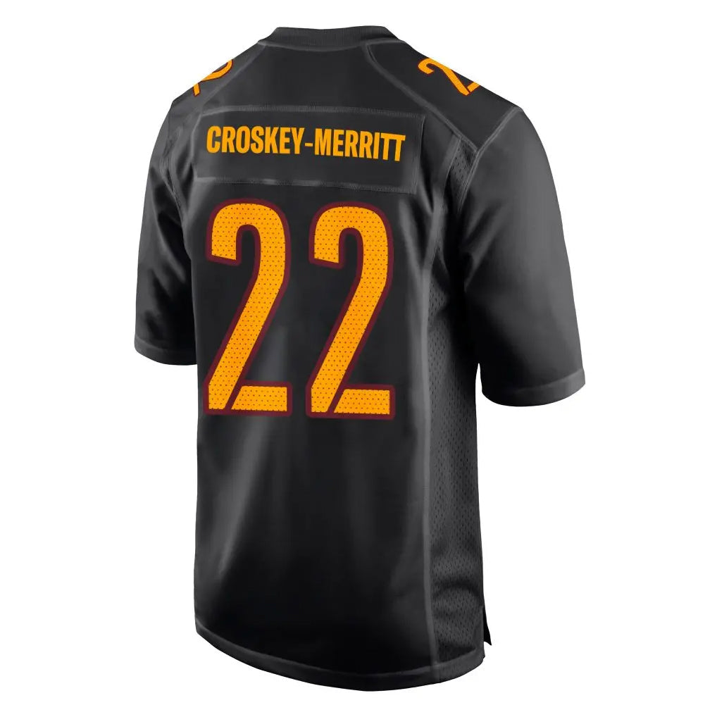 Fenge W.Commanders #22 Jacory Croskey-Merritt Player Carbon Black Fashion Game Stitched Jerseys