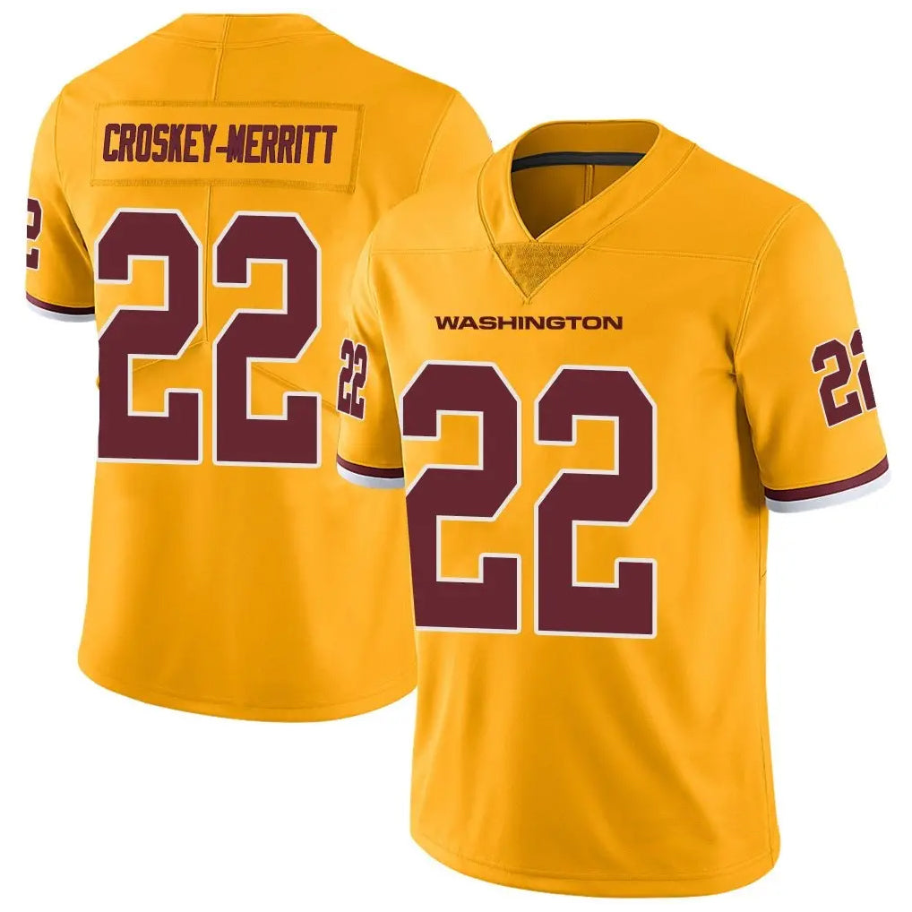 Fenge W.Commanders #22 Jacory Croskey-Merritt Player Gold Vapor Limited Stitched Jerseys
