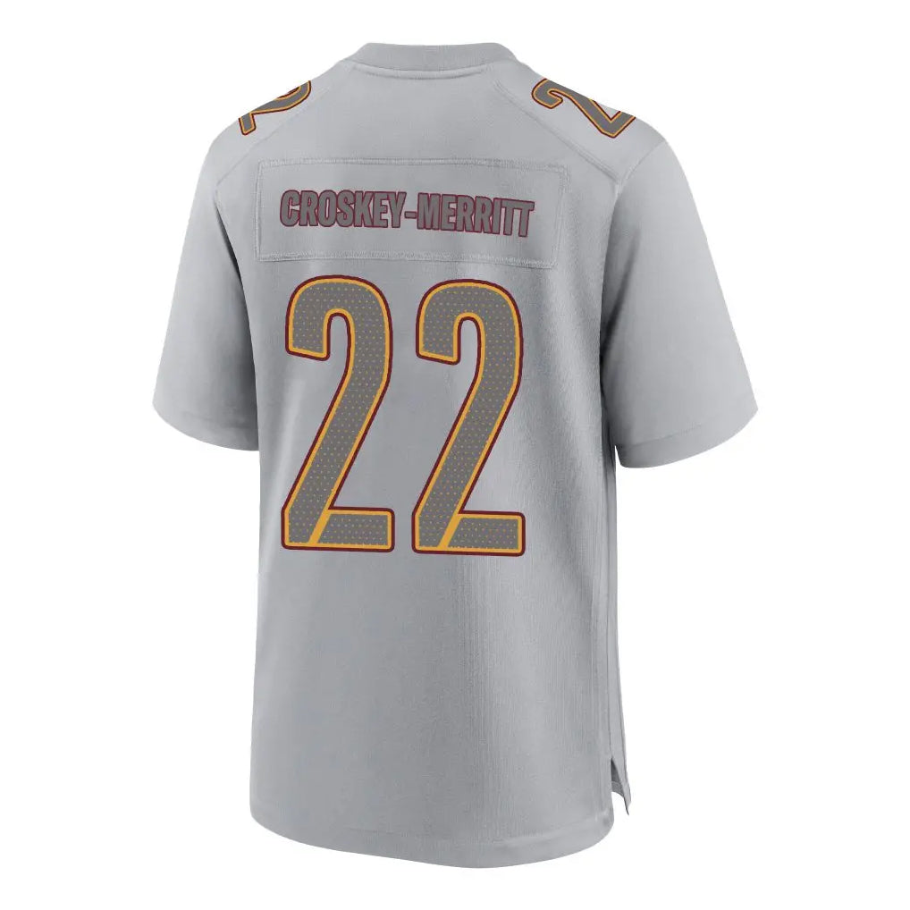 Fenge W.Commanders #22 Jacory Croskey-Merritt Player Gray Fashion Game Stitched Jerseys