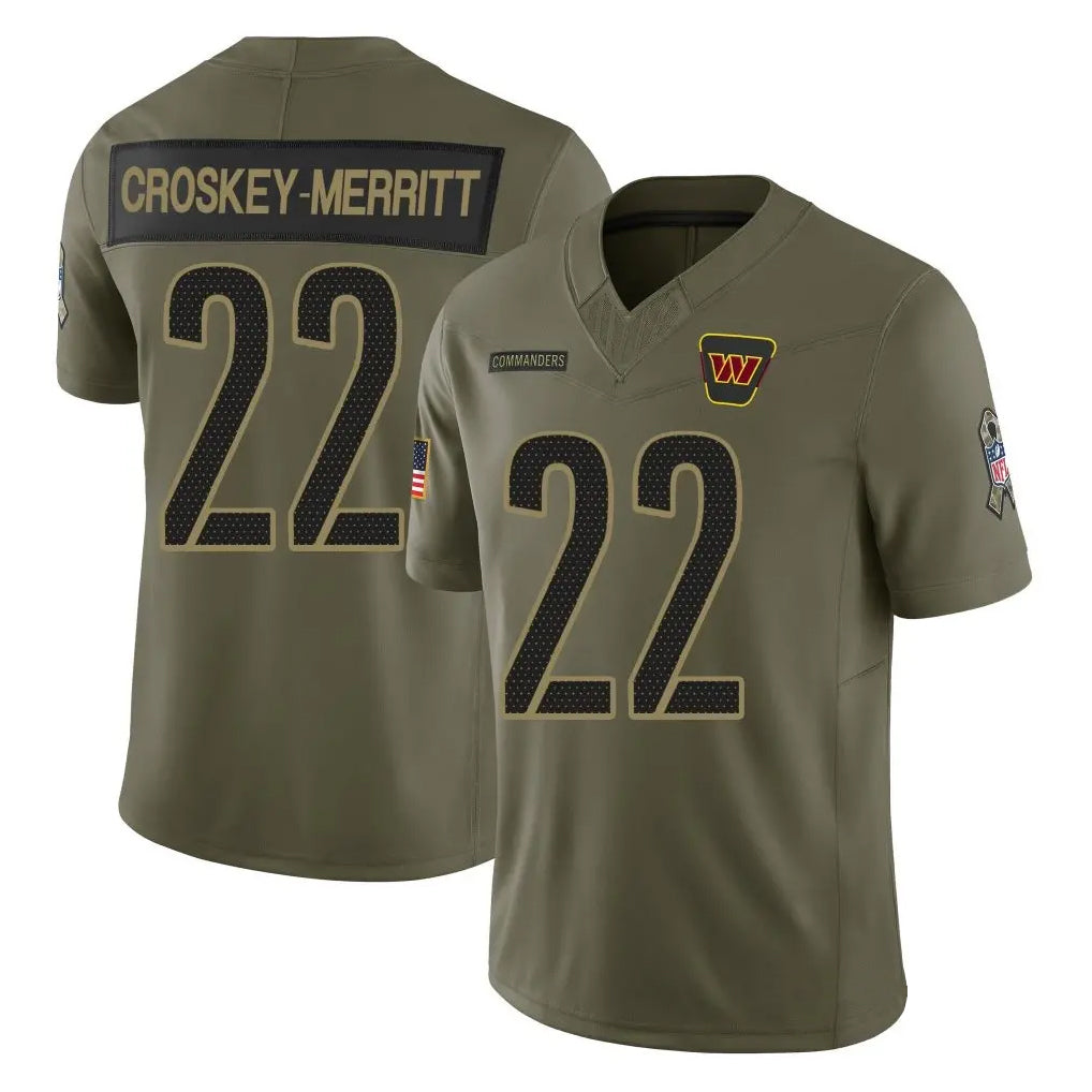Fenge W.Commanders #22 Jacory Croskey-Merritt Player Olive Salute To Service Limited Stitched Jerseys