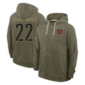 Fenge W.Commanders #22 Jacory Croskey-Merritt Player Olive Salute to Service Pullover Hoodies Limited Home Stitched Jerseys
