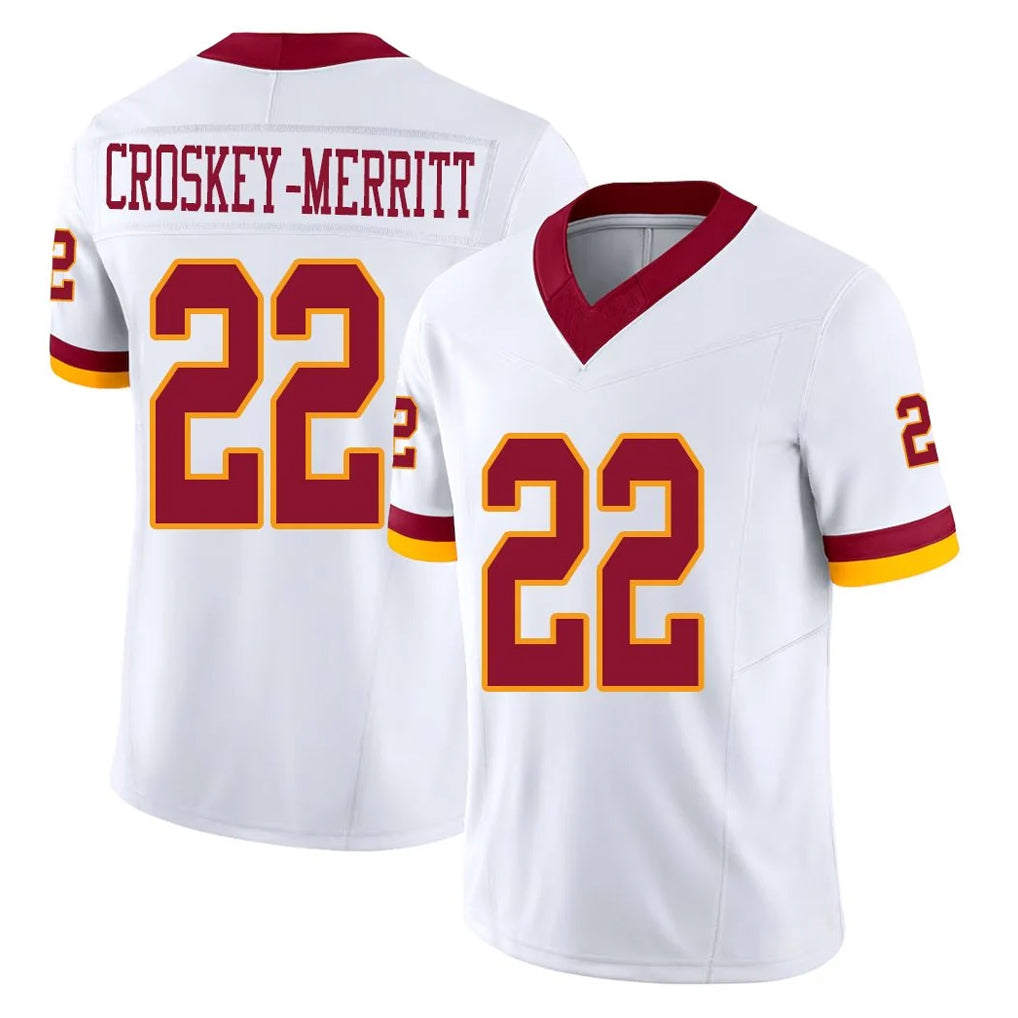 Fenge W.Commanders #22 Jacory Croskey-Merritt Player White Limited Vapor F.U.S.E. Home Game Stitched Jerseys
