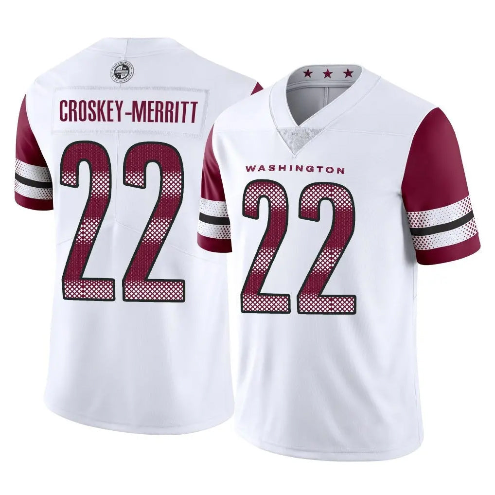 Fenge W.Commanders #22 Jacory Croskey-Merritt Player White Limited Vapor Home Game Stitched Jerseys