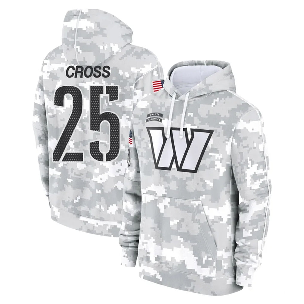 Fenge W.Commanders #25 Nick Cross Player Arctic Camo Limited Salute to Service Pullover Hoodies Game Stitched Jerseys